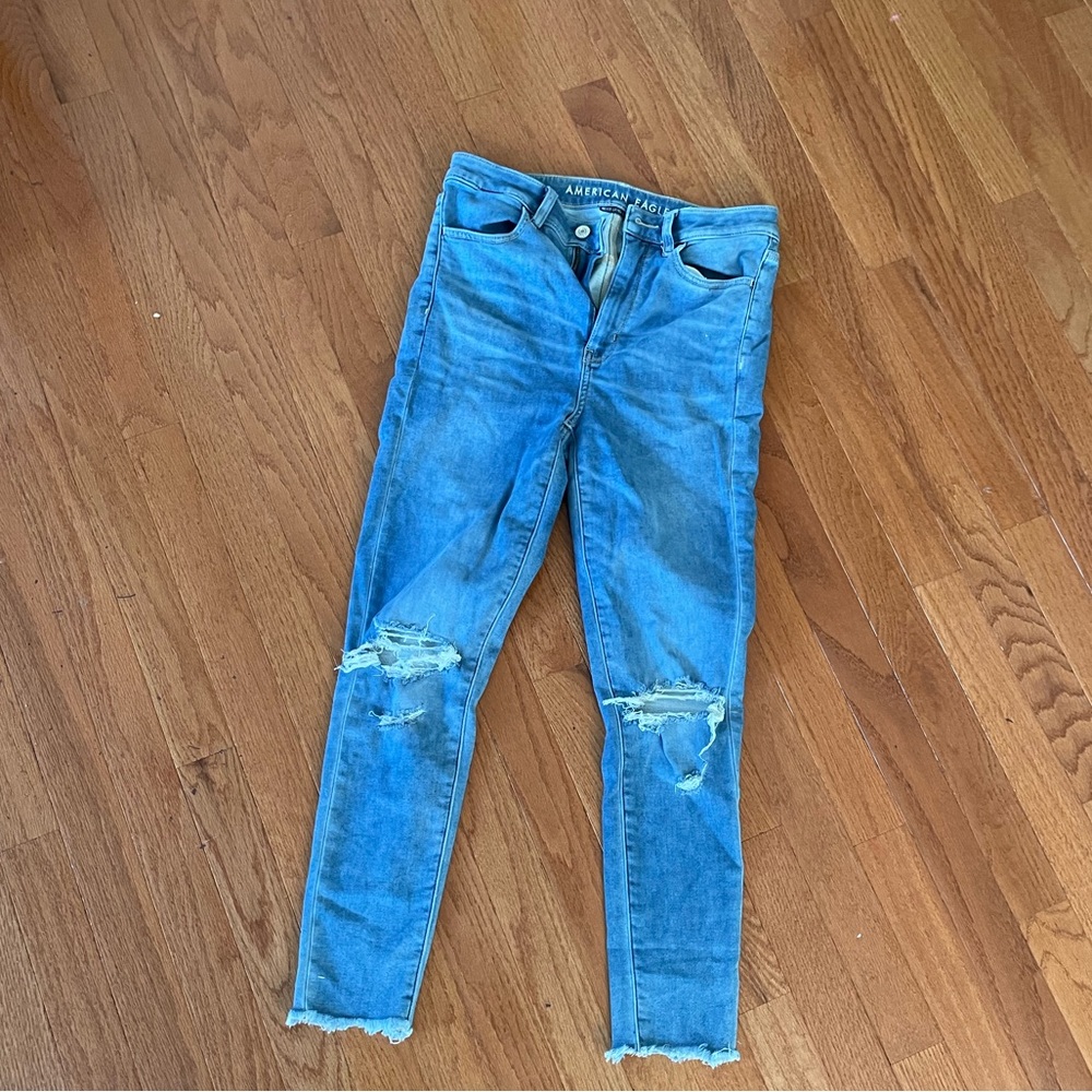 American eagle jeans high rise ripped skinny ankle jeans